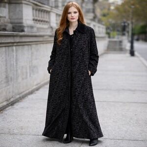 Vtg Sackables Coat Jacket Black Velvet Burnout 6 Glam Trench Whimsigoth Prom